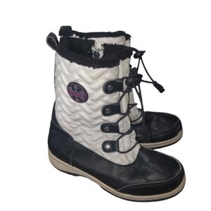 Totes Makenzie Tall Girls' Winter Boots in Black and White Size 2 Youth